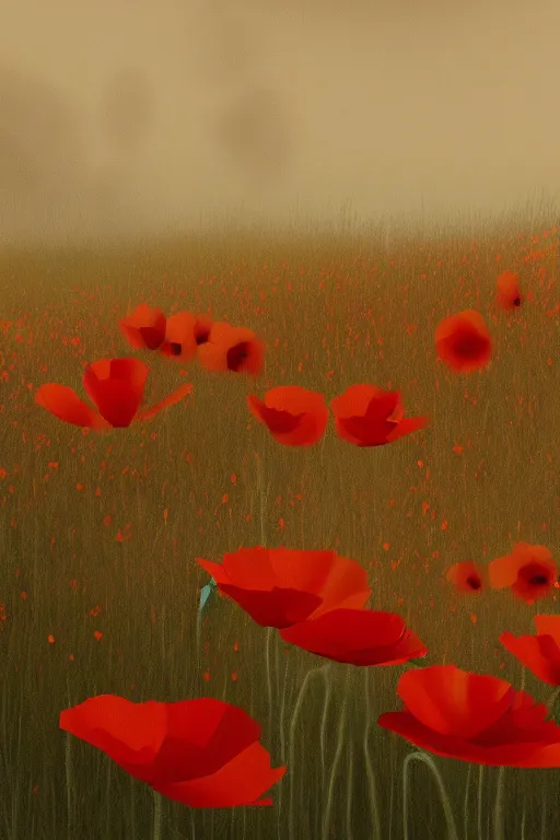 Prompt: beautiful digital matte american romantism wheat and poppies greg rutkowki artstation