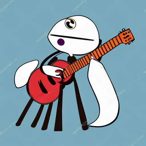 Prompt: salamander playing guitar, rubber hose animation style, cup head style