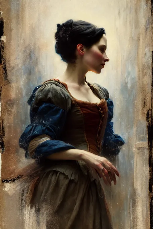 Image similar to photograph imax and solomon joseph solomon and richard schmid and jeremy lipking victorian loose genre loose painting full length portrait painting of snow white disney