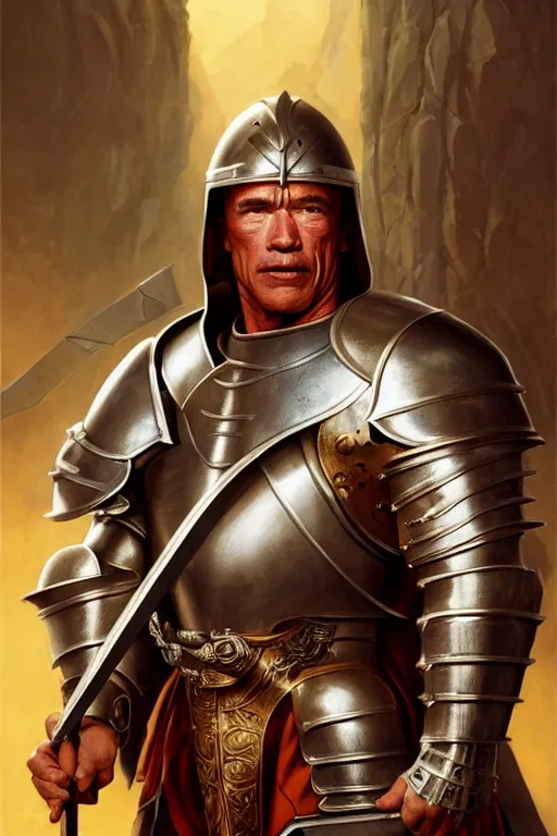 Prompt: arnold schwarzenegger as a medieval knight, fantasy, intricate, elegant, artstation, concept art, smooth, sharp focus by huang guangjian and gil elvgren and sachin teng, 8 k