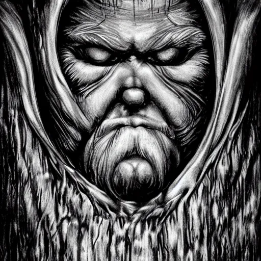 Prompt: you better watch out you better not cry you better not pout i'm telling you why santa claus is coming to town, in the style of h. r. giger, horror, dark, grain, realistic lighting, monochromatic