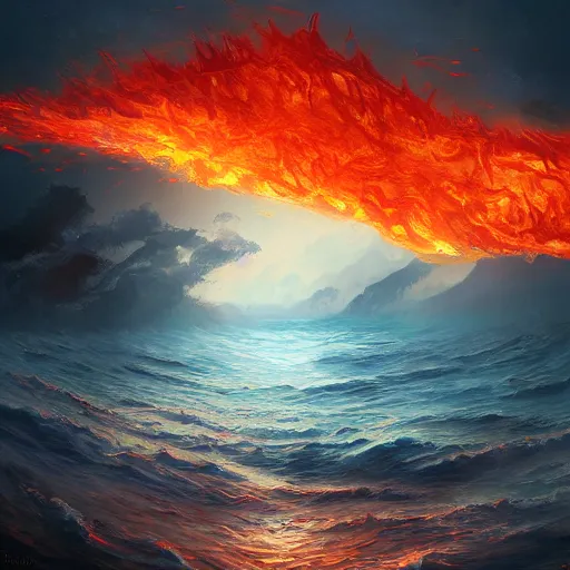 Image similar to a sea of flames by WLOP