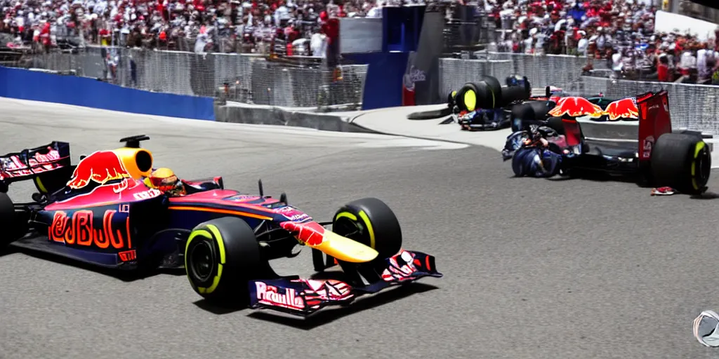 Image similar to an red bull formula one on the monaco grand prix, photography, high detailed