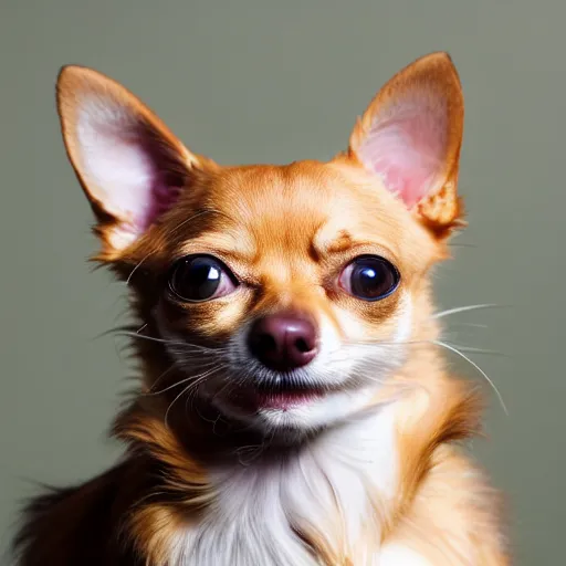 Prompt: studio photo of a cat chihuahua hybrid, 4k