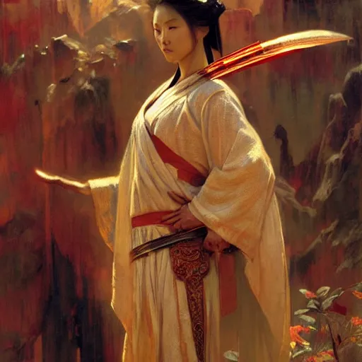 Image similar to wuxia, painting by gaston bussiere, craig mullins, j. c. leyendecker