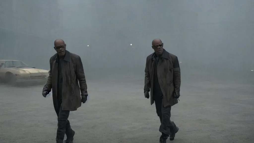 Image similar to Samuel L. Jackson in Blade Runner 2049, cinematic film still