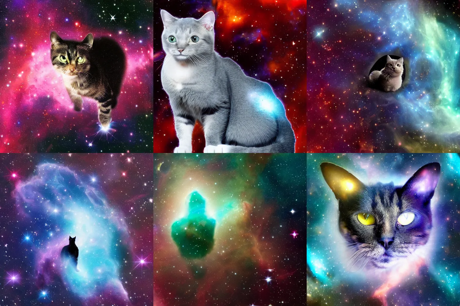 Prompt: a cat made of nebula in space