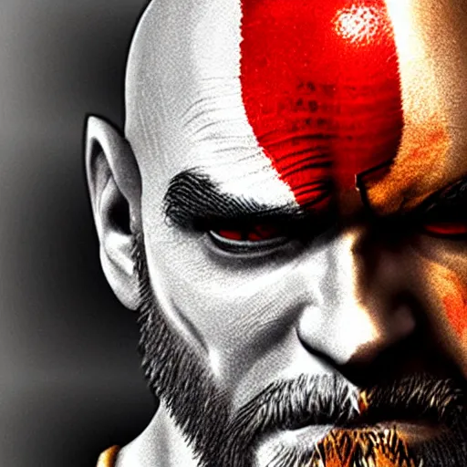 Image similar to quentin tarantino as kratos from the video game god of war