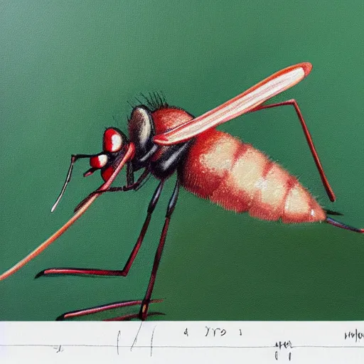 Image similar to a high quality painting of a mosquito trending on art station