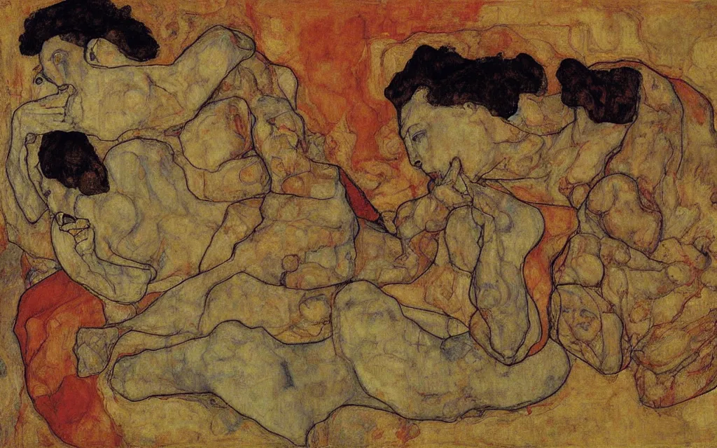 Image similar to a painting by egon schiele