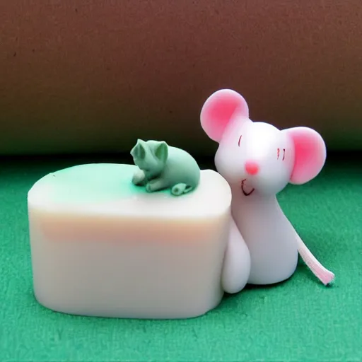 Image similar to mouse and kitty made out of soap