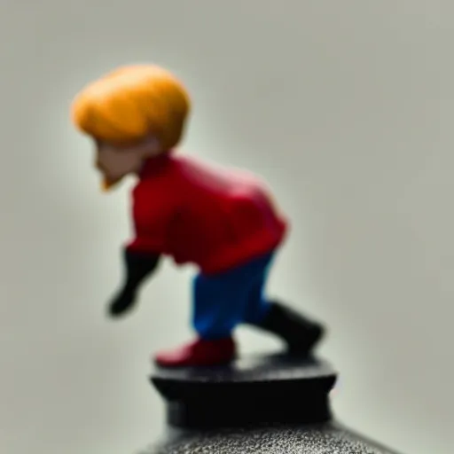 Prompt: macro photography of n scale miniature tiny xqc xqcow figure