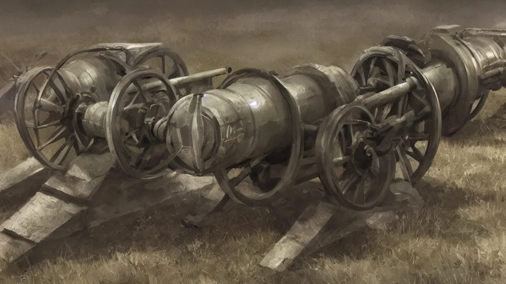 Prompt: closeup of howitzer cannon ww 2, high quality, artstation