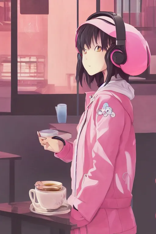 Lexica - Anime cartoon of a girl wearing a chanel bag, jeans and a casual  jumper. She is drinking a Starbucks coffee