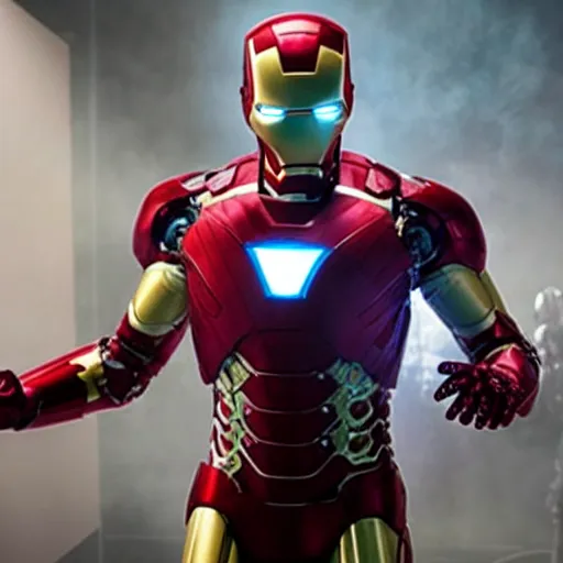 Prompt: film still of Snoop Dogg as Iron Man in the new Avengers film