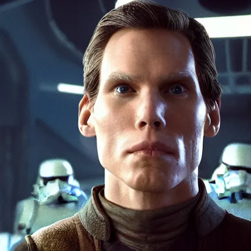 Image similar to Live Action Still of Jerma in Star Wars: A New Hope, real life, hyperrealistic, ultra realistic, realistic, highly detailed, epic, HD quality, 8k resolution, body and headshot, film still