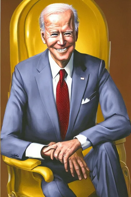Prompt: an official White House portrait of Robo-Biden, in the year 2150, studio lighting, highly detailed, Kodak Portra