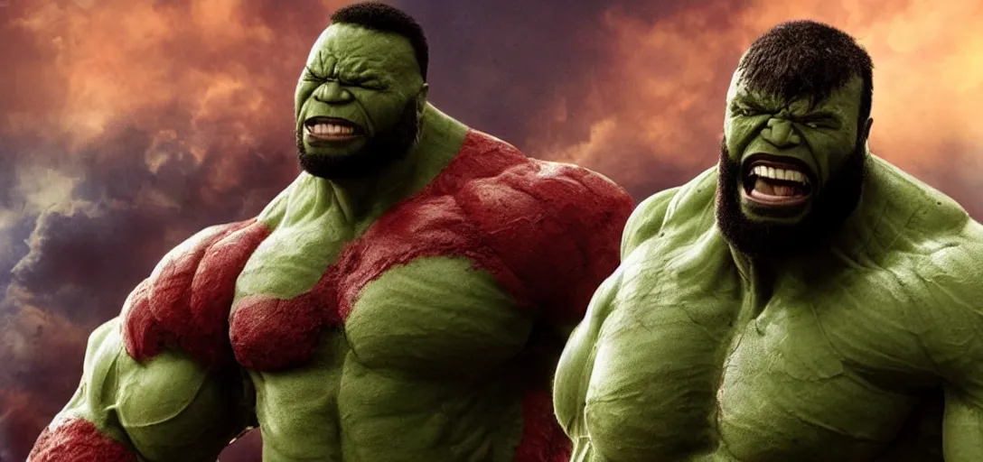 Image similar to still of mr. t as the hulk in marvel avengers