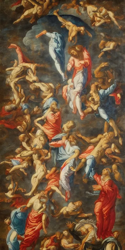 Image similar to ascension of christ. 1 8 th century realistic expressive oil on paper