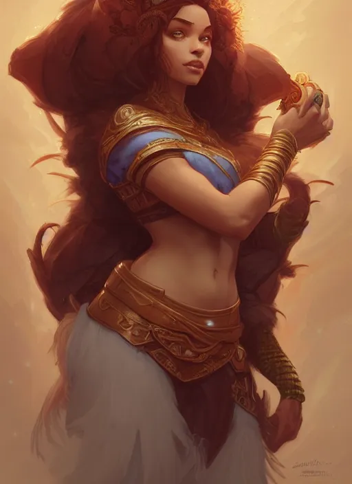 Image similar to simba, d & d, fantasy, intricate, elegant, highly detailed, digital painting, artstation, concept art, matte, sharp focus, illustration, hearthstone, art by artgerm and greg rutkowski and alphonse mucha