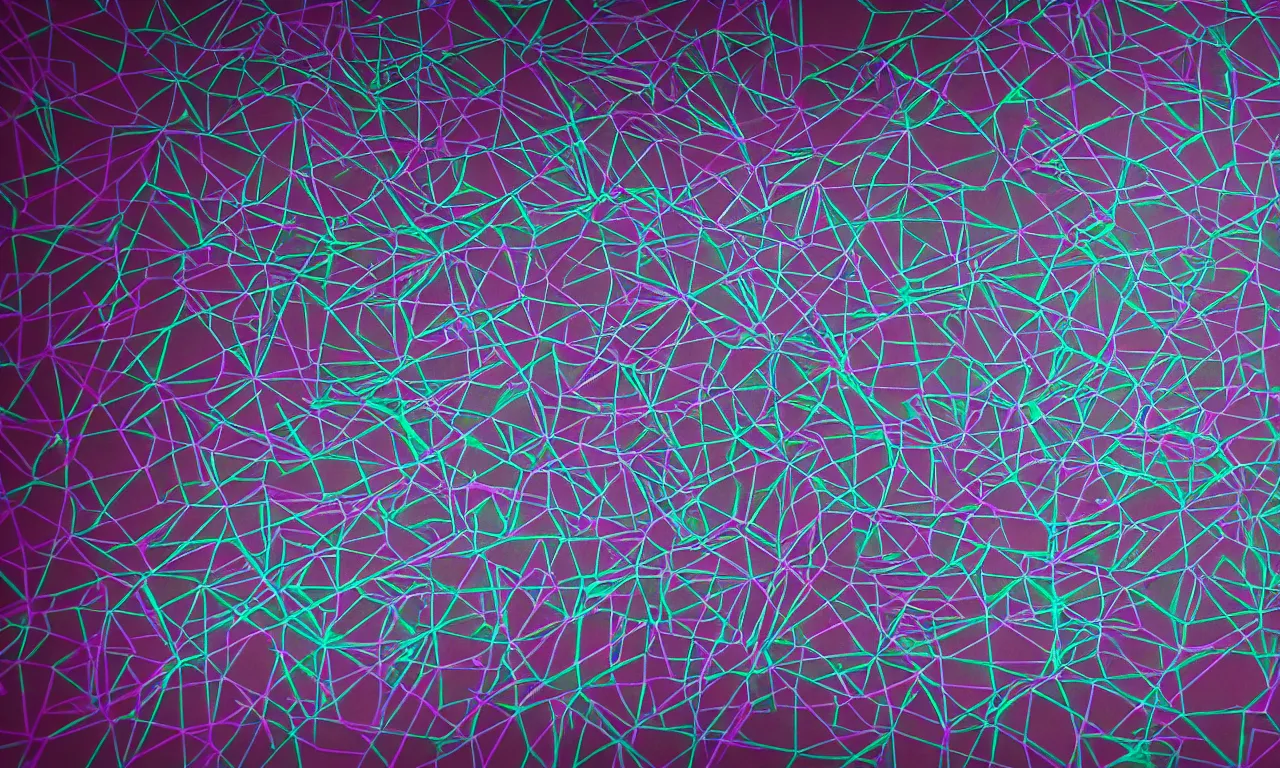 Prompt: reflexion neon cyberpunk voronoi depth fog wires connexion