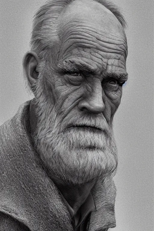 Prompt: portrait, one old Fischer man, Single face, dramatic lighting, cinematic, establishing shot, extremly high detail, photo realistic, cinematic lighting, post processed, concept art, artstation, matte painting, style by eddie mendoza, raphael lacoste, alex ross