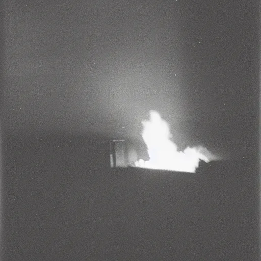 Image similar to A grainy underexposed Fujifilm 200 photograph of a vagrant exploding