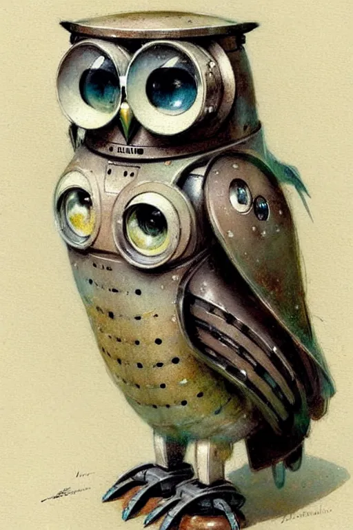 Image similar to (((((1950s robot owl . muted colors.))))) by Jean-Baptiste Monge !!!!!!!!!!!!!!!!!!!!!!!!!!!