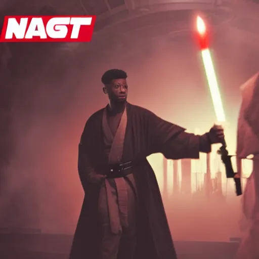 Prompt: 2 1 savage as a jedi master cinematic scene, wide angle, full body, 3 5 mm