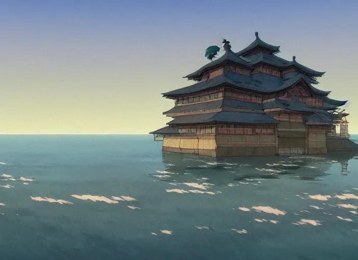 Prompt: a scene from spirited away, wide shot, peaceful and serene, incredible perspective, anime scenery by Makoto Shinkai and studio ghibli, very detailed