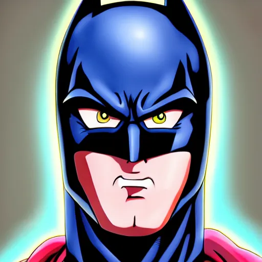 Image similar to portrait painting of batman, art by akira toriyama, 4 k, dragon ball artstyle, cel shaded, highly detailed, epic lighting