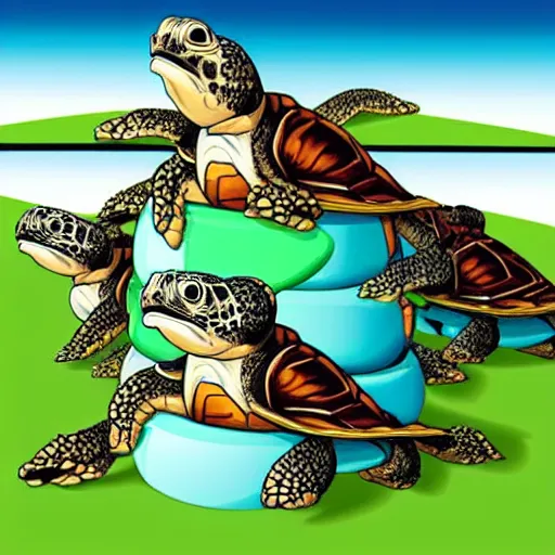 Image similar to a stack of turtles beneath a flat earth