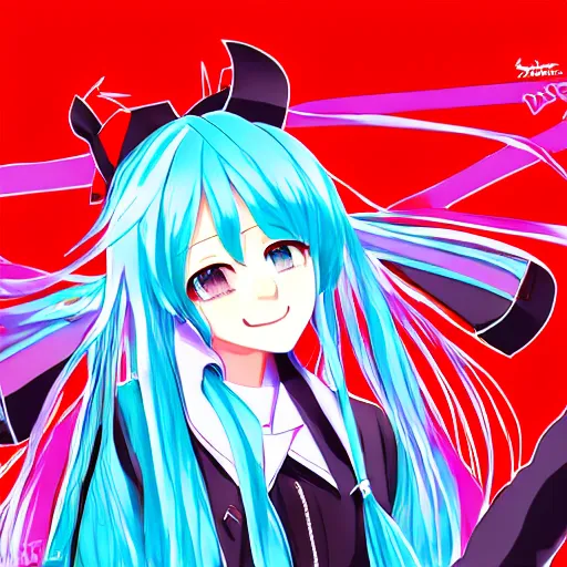 Image similar to hatsune miku on the moscow red square, high detailed anime art, trending on pixiv