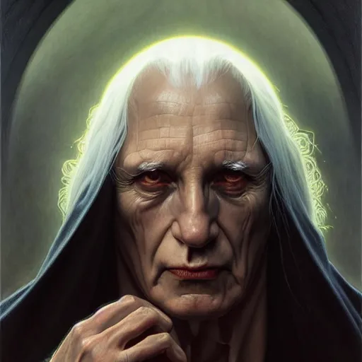 Image similar to portrait of raistlin majere, dark, piercing eyes, gentle expression, esoteric clothing, photorealistic, highly detailed, artstation, smooth, sharp focus, art by michael whelan, artgerm, greg rutkowski and alphonse mucha