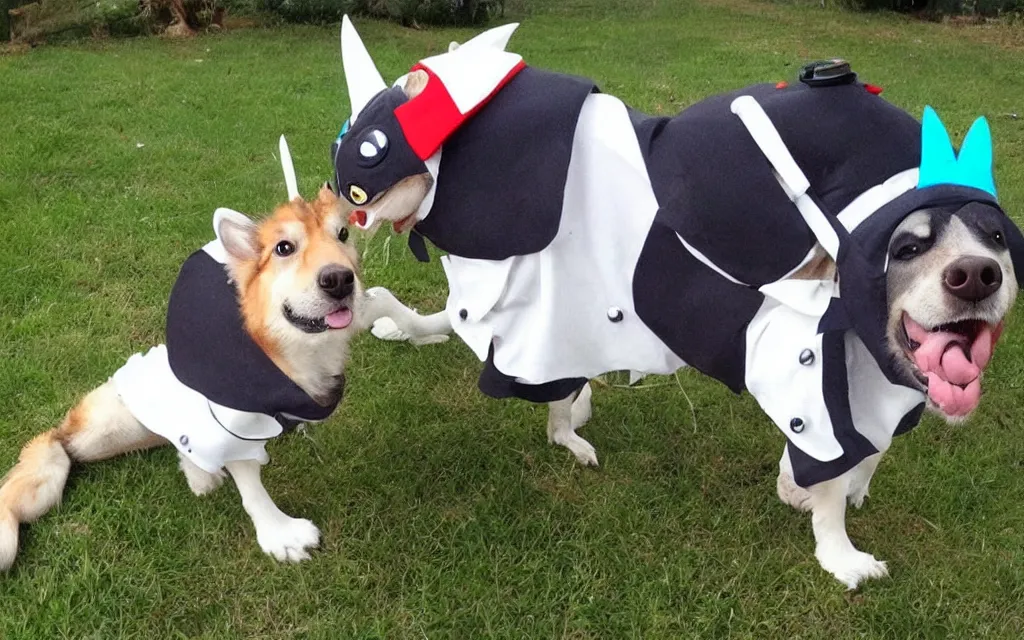 Image similar to Dog cosplaying badly as a shark