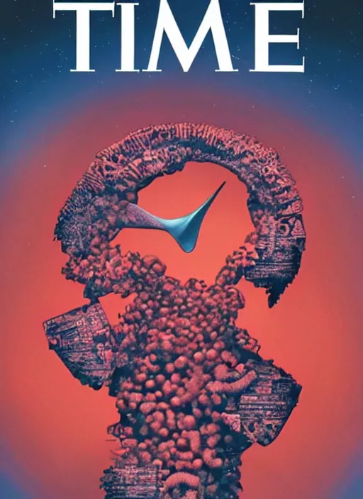 Prompt: TIME magazine cover, the coming AI singularity, the new Cambrian explosion, 4k