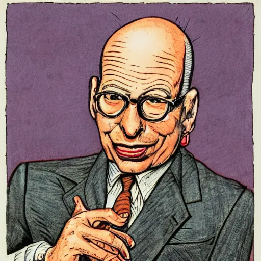 Prompt: The Artwork of R. Crumb and his Cheap Suit Klaus Schwab and Justin Tradeau, pencil and colored marker artwork, trailer-trash lifestyle