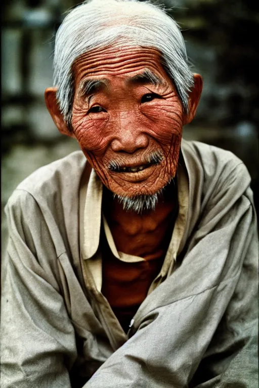 Prompt: photograph of an old japanese man, photograph by steve mccurry