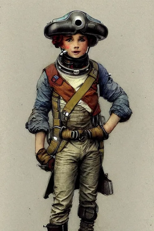 Image similar to ( ( ( ( ( 2 0 5 0 s retro future 1 0 year boy old super scientest in space pirate mechanics costume full portrait. muted colors. ) ) ) ) ) by jean - baptiste monge!!!!!!!!!!!!!!!!!!!!!!!!!!!!!!