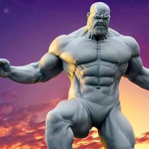 Image similar to a marble statue of Thanos