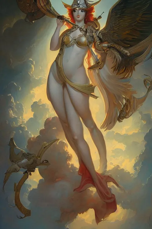 Prompt: Goddess Athena by Peter Mohrbacher in the style of Gaston Bussière, Art Nouveau
