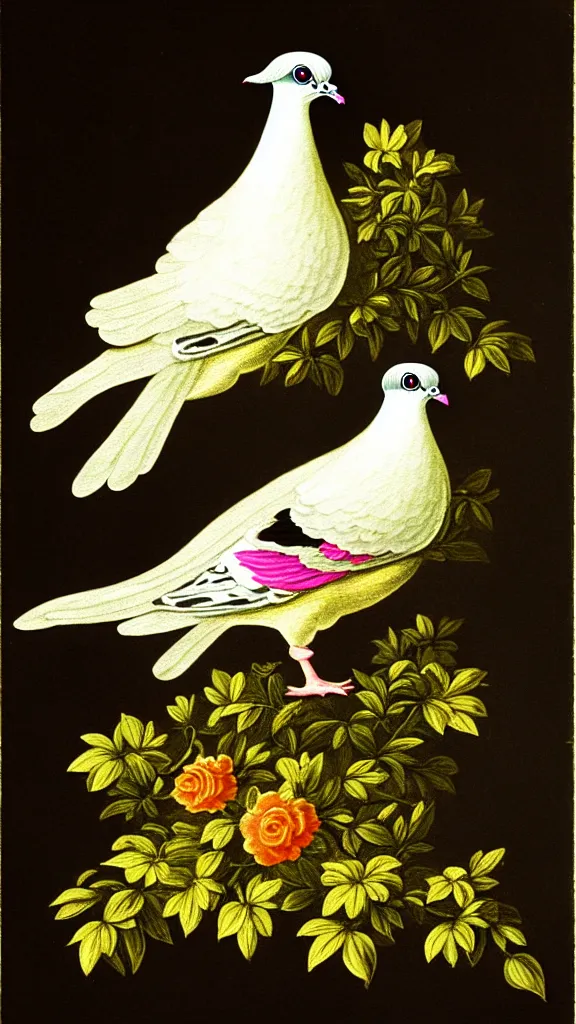 Image similar to rococo painting of a pigeon, y 2 k aesthetic, clip art