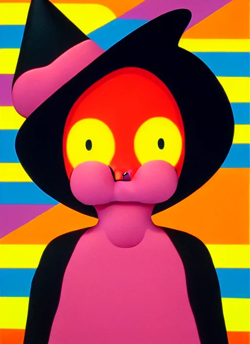 Prompt: witch with hat by shusei nagaoka, kaws, david rudnick, airbrush on canvas, pastell colours, cell shaded, 8 k,