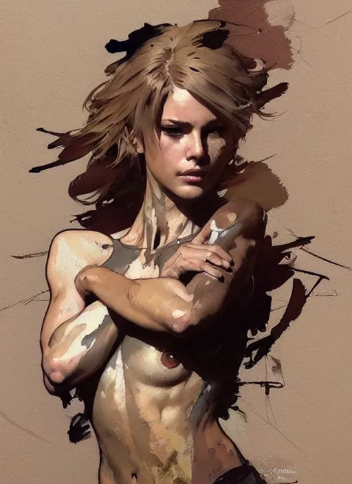 Prompt: beautiful neutral earth toned palette knife painting artwork by yoji shinkawa jeremy mann, full body character portrait 💃🤸♀, charlie bowater and magali villeneuve and alphonse mucha, gaston bussiere, craig mullins, j. c. leyendecker, by artgerm