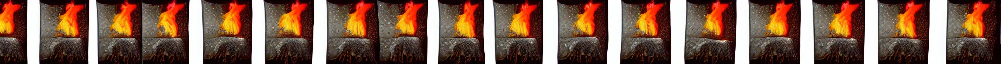 Image similar to 8 consistent progressing frames from a video of a couch on fire at night