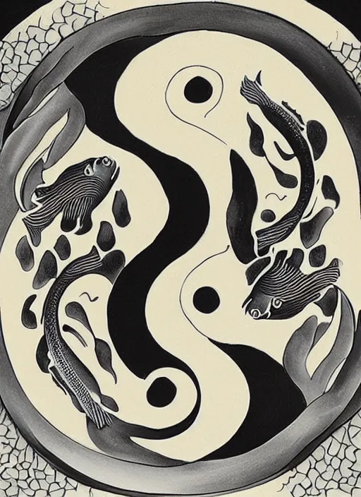 Image similar to yin yang, koi, molecular