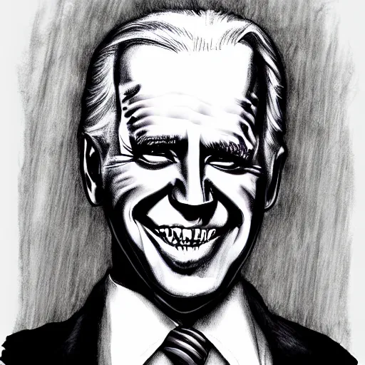 Prompt: grunge drawing of joe biden in the style of jack skellington