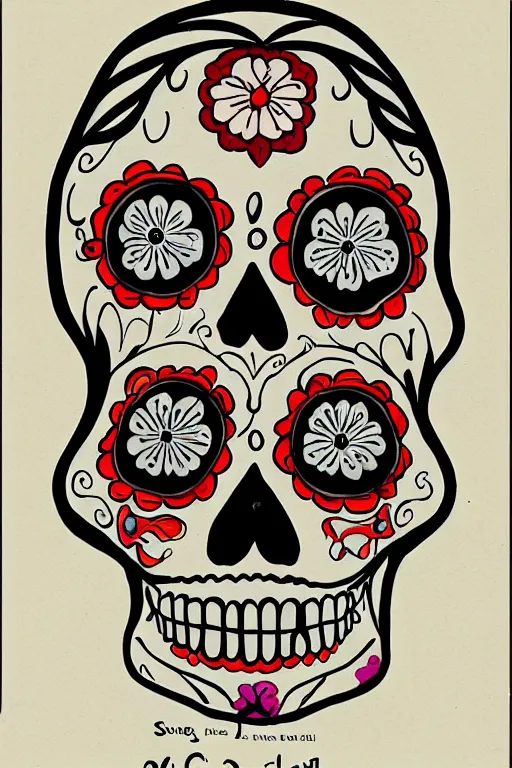 Image similar to Illustration of a sugar skull day of the dead girl, art by marcel duchamp