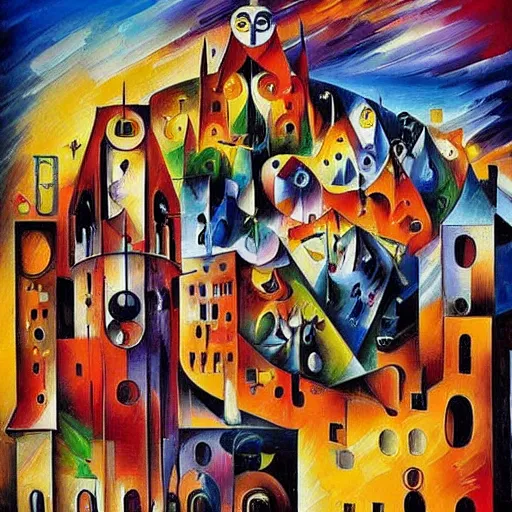 Image similar to a painting by daleonid afremov by johannes itten by dali