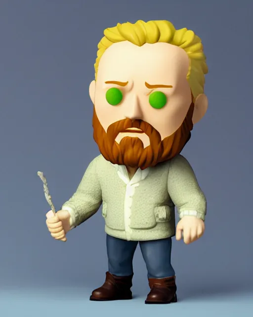 Image similar to full body 3d render of vincent van Gogh as a funko pop, studio lighting, white background, blender, trending on artstation, 8k, highly detailed